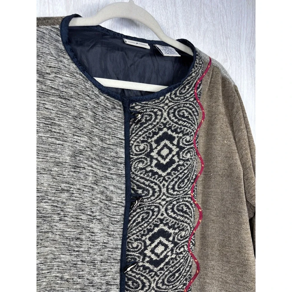 Vintage White‎ Stag Tapestry Jacket Embellished Boho Cottagecore Women XL